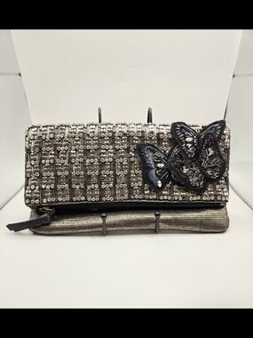 Monsoon Accessorize 3D Butterfly Embellished Foldover Clutch  Whimsigoth / Boho